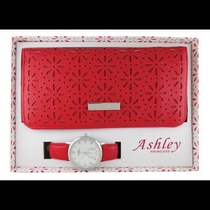 Ladies Floral Wallet and Matching Bling Watch
